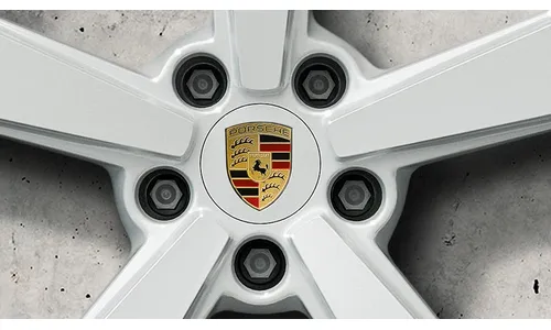 Центральные колпачки колёсных дисков, 4 шт., с цветным гербом для Porsche 911 992.1 Dakar — фото 1
