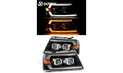 Фары Black Pro Series для Ford F-150 / Lincoln Mark LT 2004–2008, AlphaRex — фото 1