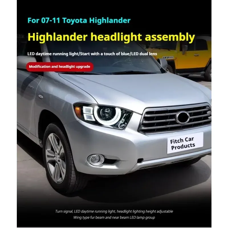 Фары передние LED с ходовыми огнями для Toyota Highlander (2007-2011), комплект, комплект, FT Carlight Carlight — фото 4