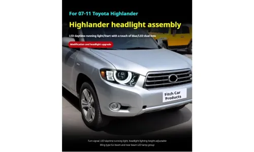 Фары передние LED с ходовыми огнями для Toyota Highlander (2007-2011), комплект, комплект, FT Carlight Carlight — фото 4
