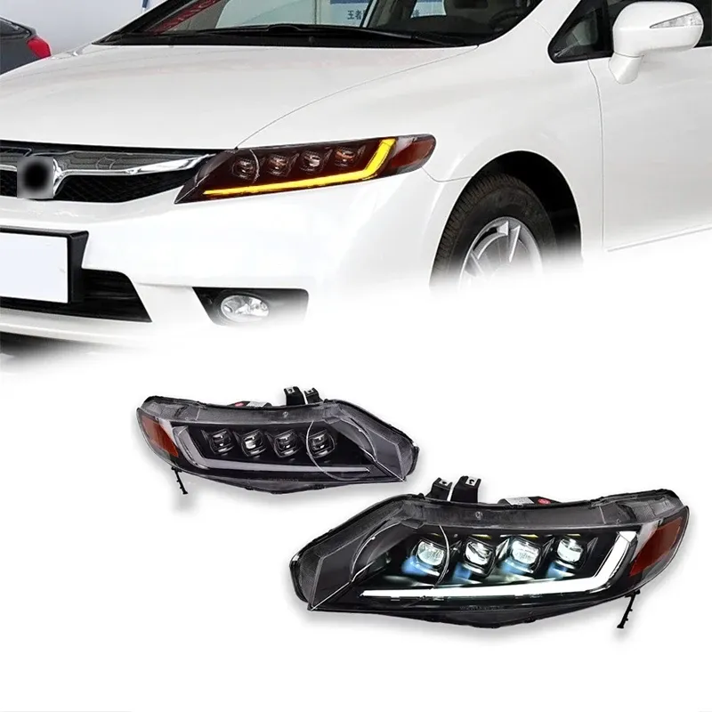 Фары передние LED с ходовыми огнями для Honda Civic 8 (2006-2011), комплект, комплект, FT Carlight Carlight — фото 1