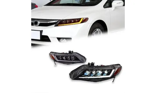 Фары передние LED с ходовыми огнями для Honda Civic 8 (2006-2011), комплект, комплект, FT Carlight Carlight — фото 1