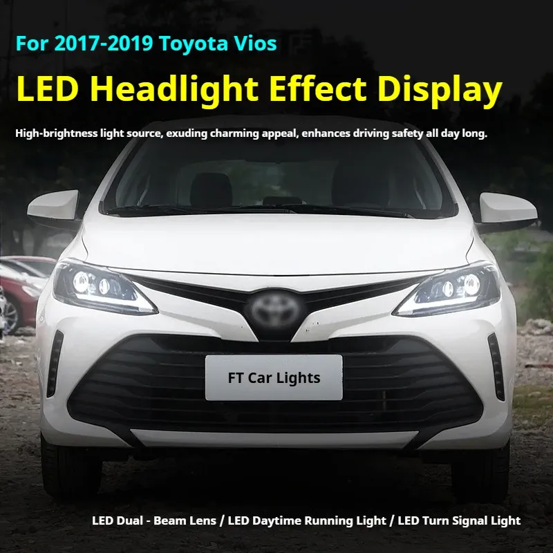 Фары передние LED с ходовыми огнями для Toyota Vios (2017-2019), комплект, комплект, FT Carlight Carlight — фото 5
