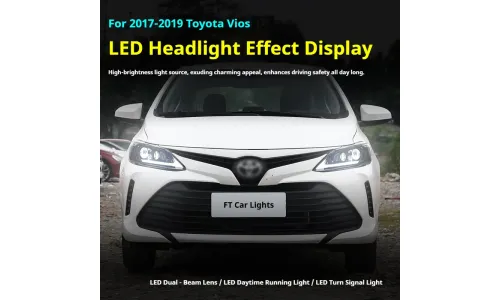 Фары передние LED с ходовыми огнями для Toyota Vios (2017-2019), комплект, комплект, FT Carlight Carlight — фото 5
