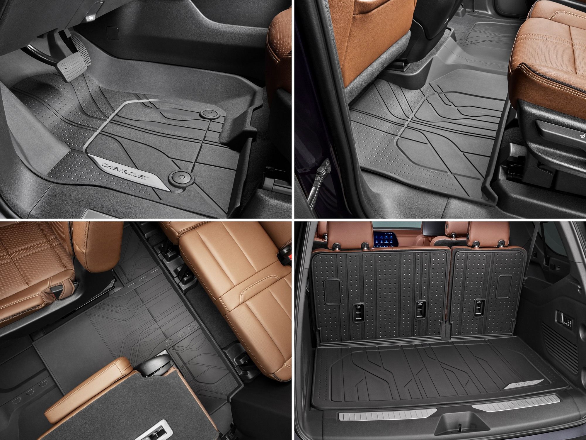 Комплект всепогодных ковриков салона и багажника, с креслами 2-го ряда, для Chevrolet Suburban XII, GM — фото 1