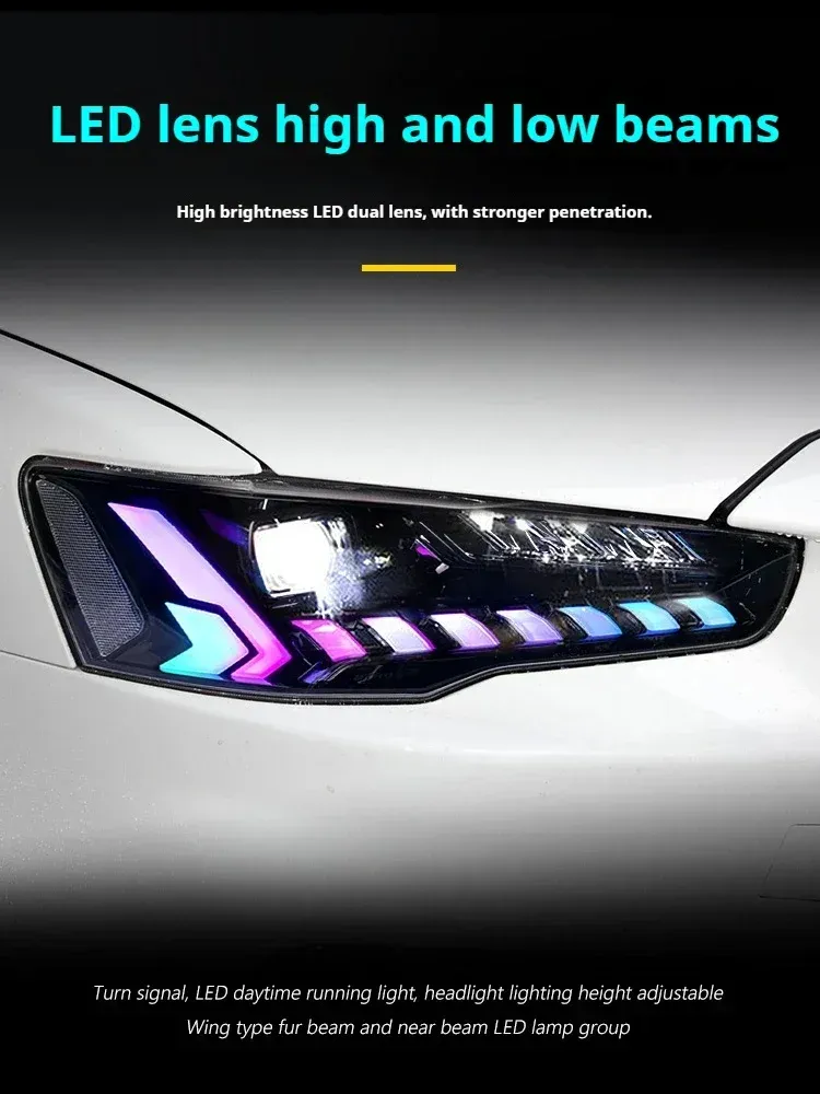 Фары передние LED с ходовыми огнями RGB для Mitsubishi Lancer (2008-2018), комплект, FT Carlight — фото 2