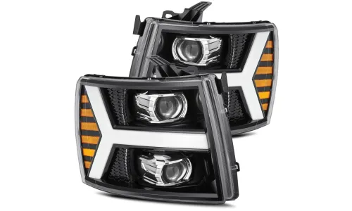 Фары проекторные светодиодные Jet Black LUXX для Chevy Silverado 2007–2013, AlphaRex — фото 3