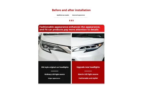 Фары передние LED с ходовыми огнями для Toyota Sienna (2021-2023), комплект, комплект, FT Carlight Carlight — фото 6