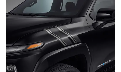 Наклейки на крылья для Chevrolet Silverado EV, черно-серебристые, GM — фото 1
