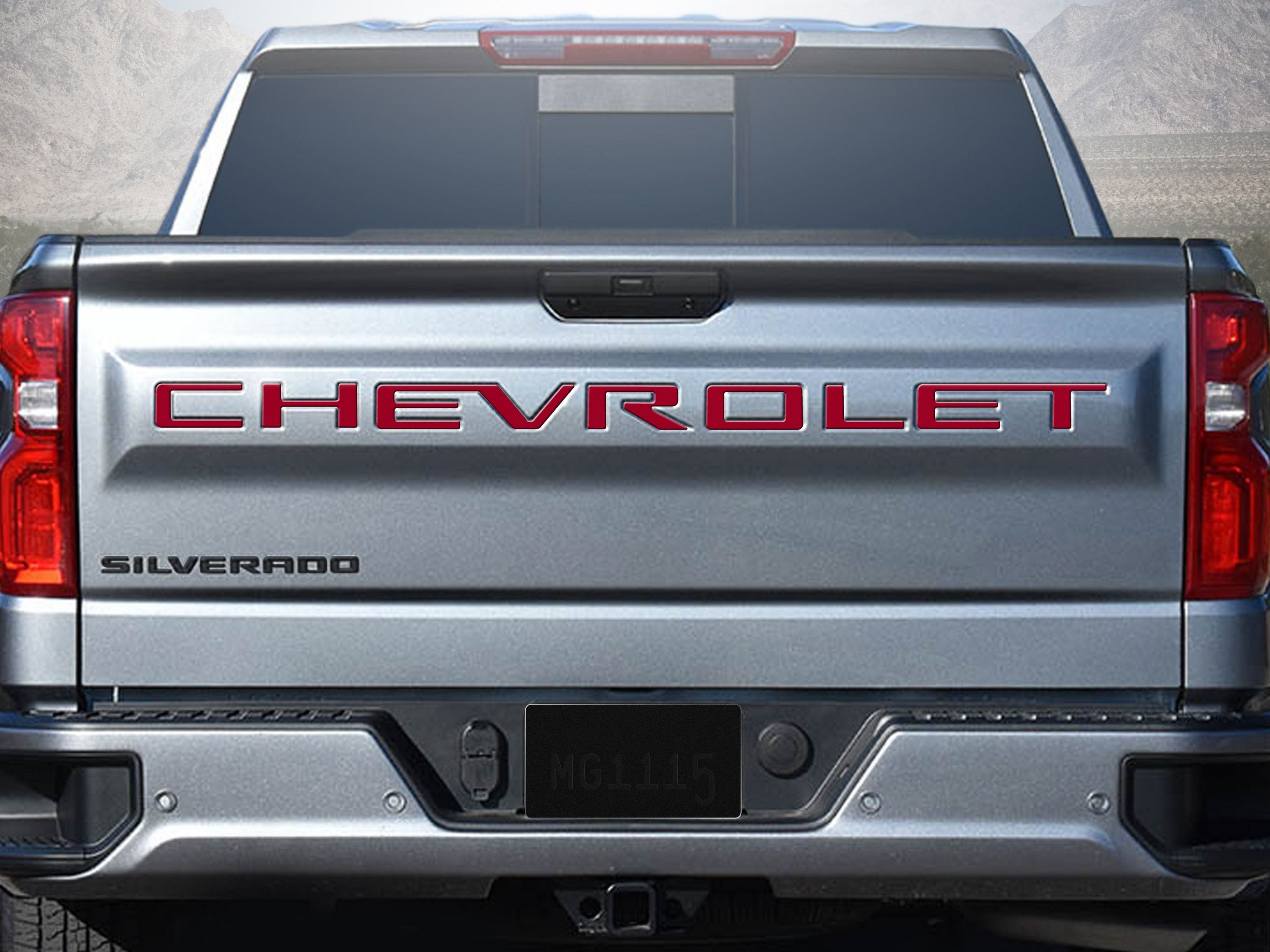 Наклейка объемная CHEVROLET на задний борт для Chevrolet Silverado IV, красная, GM — фото 1