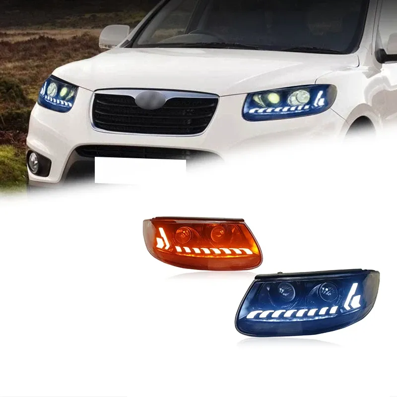Фары Full LED проектор ДХО для Hyundai Santa Fe (2006-2012), комплект, комплект, FT Carlight Carlight — фото 1