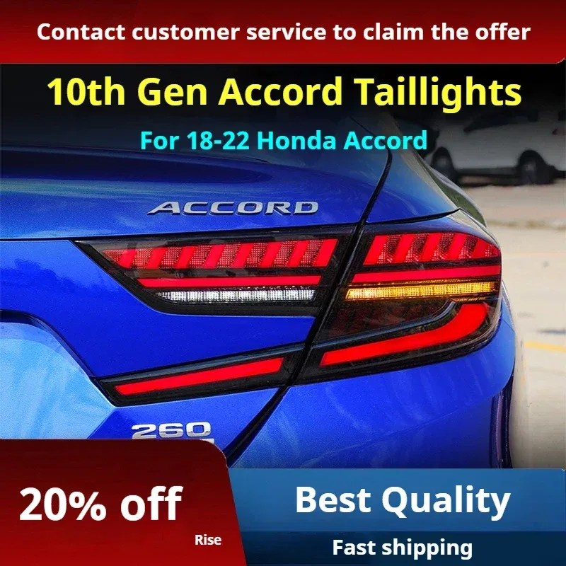 Задние LED-фонари динамический поворотник для Honda Accord 10-го поколения (2018-2022), комплект, комплект, FT Carlight Carlight — фото 2