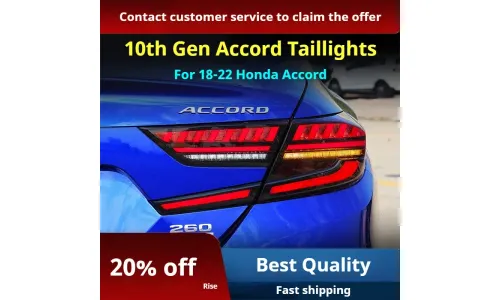 Задние LED-фонари динамический поворотник для Honda Accord 10-го поколения (2018-2022), комплект, комплект, FT Carlight Carlight — фото 2