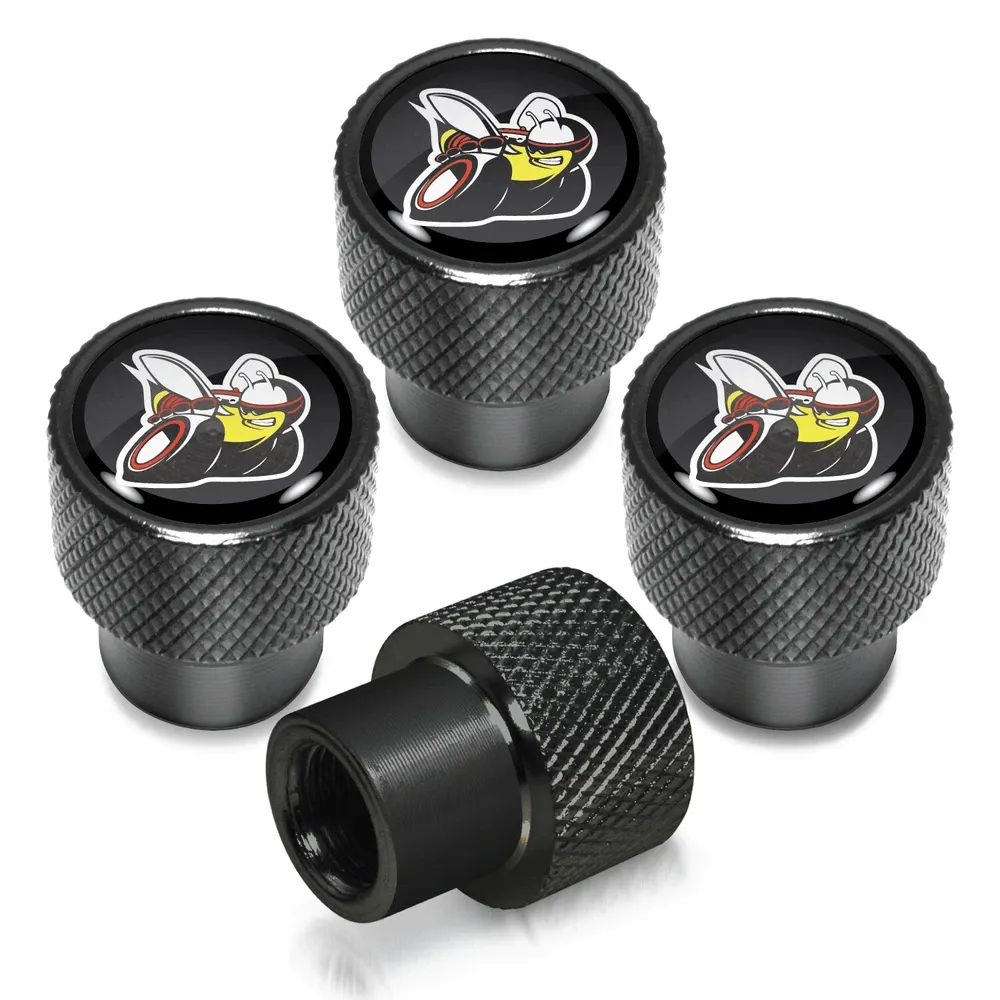 Колпачки ниппелей Dodge Scat-Pack Full Color на черном фоне в черном корпусе — фото 1