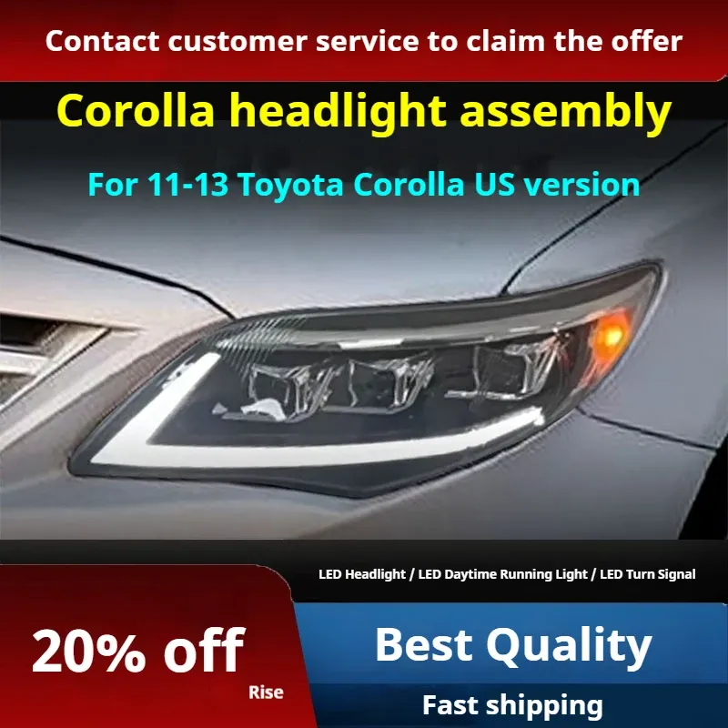 Фары передние LED с ходовыми огнями для Toyota Corolla (2011-2013), комплект, комплект, FT Carlight Carlight — фото 2