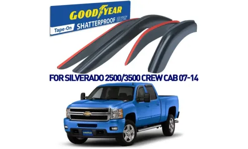 Дефлекторы боковых окон 2007-2014 Chevy Silverado 2500/3500 Crew Cab, накладные, GoodYear — фото 1