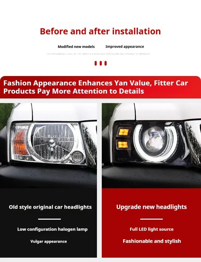 Фары передние LED с ходовыми огнями для Nissan Patrol Y61 (2005-2022), комплект, комплект, FT Carlight Carlight — фото 7