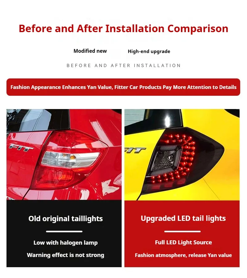 Задние LED-фонари динамический поворотник для Honda Fit Jazz (2008-2013), комплект, FT Carlight — фото 7
