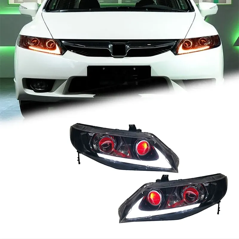 Фары передние LED с ходовыми огнями для Honda Civic 8 (2006-2011), комплект, комплект, FT Carlight Carlight — фото 1