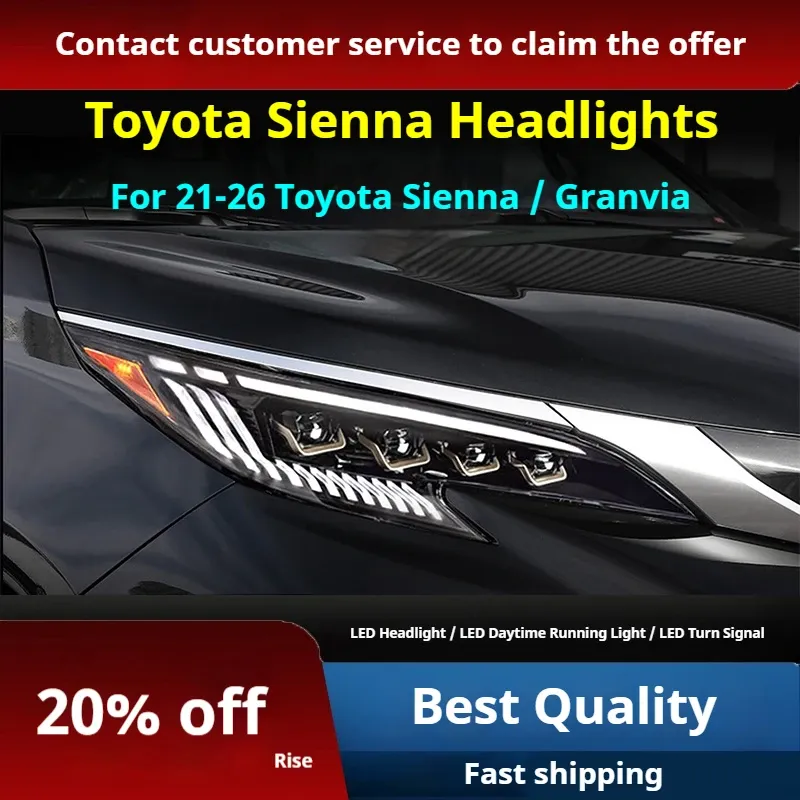 Фары передние LED с ходовыми огнями для Toyota Sienna Granvia (2021-2026), комплект, комплект, FT Carlight Carlight — фото 2
