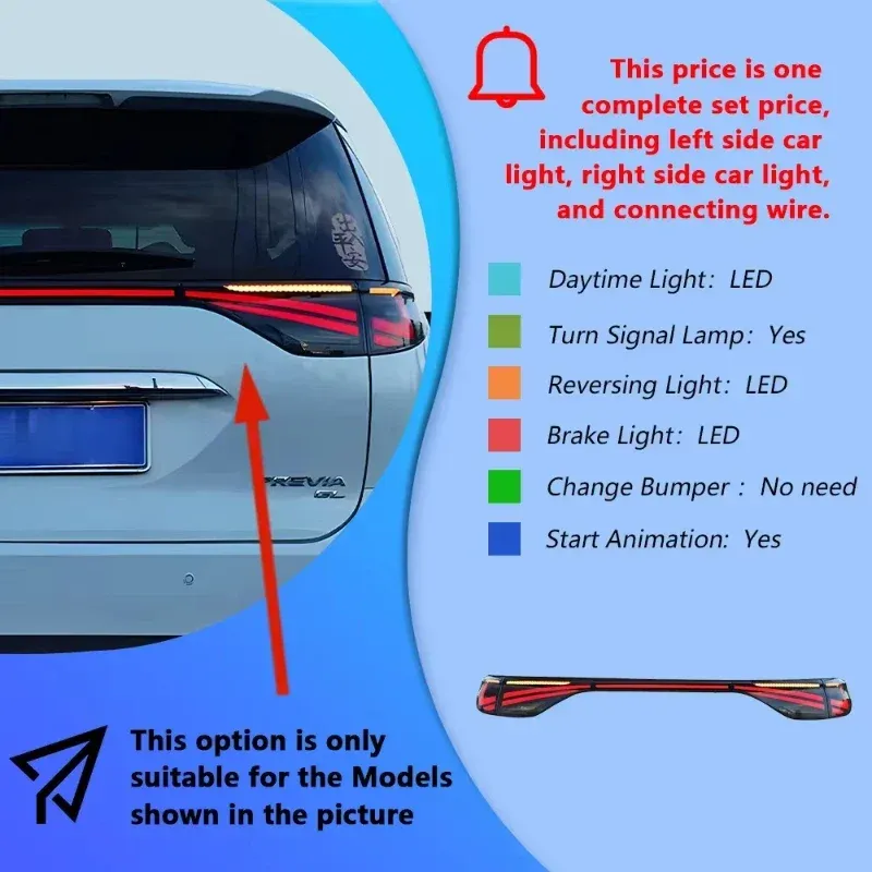 Задние LED-фонари динамический поворотник сквозные для Toyota Previa ACR50 (2006-2016), комплект, комплект, FT Carlight Carlight — фото 7