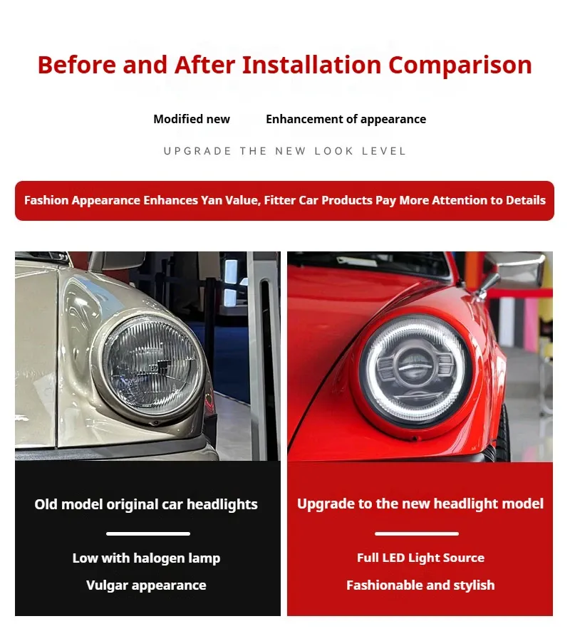 Фары передние LED с ходовыми огнями для Porsche 993 (1993-1998), комплект, комплект, FT Carlight Carlight — фото 7