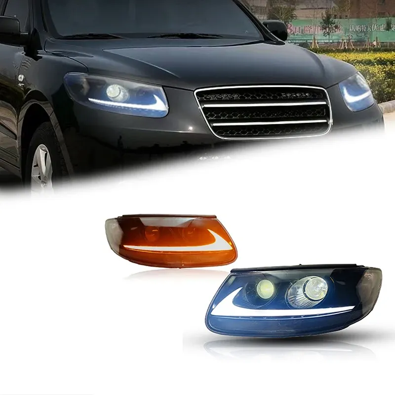 Фары передние LED с ходовыми огнями для Hyundai Santa Fe (2006-2012), комплект, комплект, FT Carlight Carlight — фото 1
