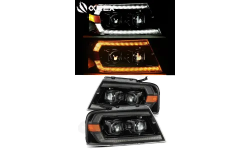 Фары Alpha-Black Pro для Ford F-150 / Lincoln Mark LT 2004–2008, AlphaRex — фото 1