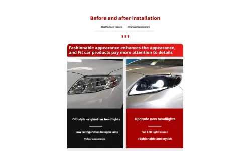 Фары передние LED с ходовыми огнями для Toyota Corolla (2007-2010), комплект, комплект, FT Carlight Carlight — фото 2