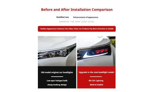Фары передние LED с ходовыми огнями для Toyota Corolla (2014-2018), комплект, комплект, FT Carlight Carlight — фото 7