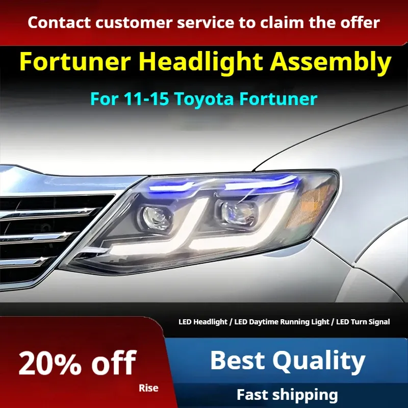 Фары передние LED с ходовыми огнями для Toyota Fortuner (2011-2015), комплект, комплект, FT Carlight Carlight — фото 2