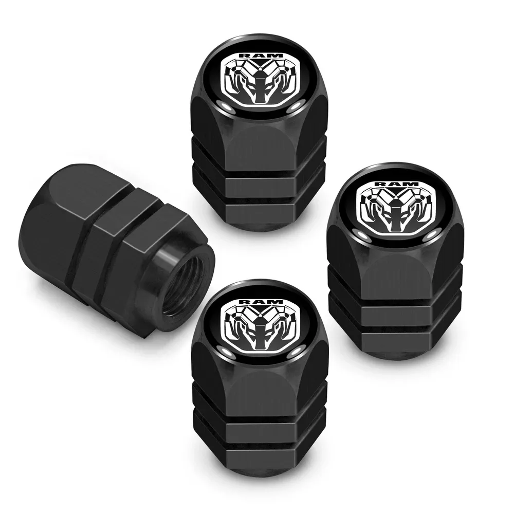 Колпачки ниппелей RAM 2019 на черном фоне в черном корпусе Hexagon — фото 1