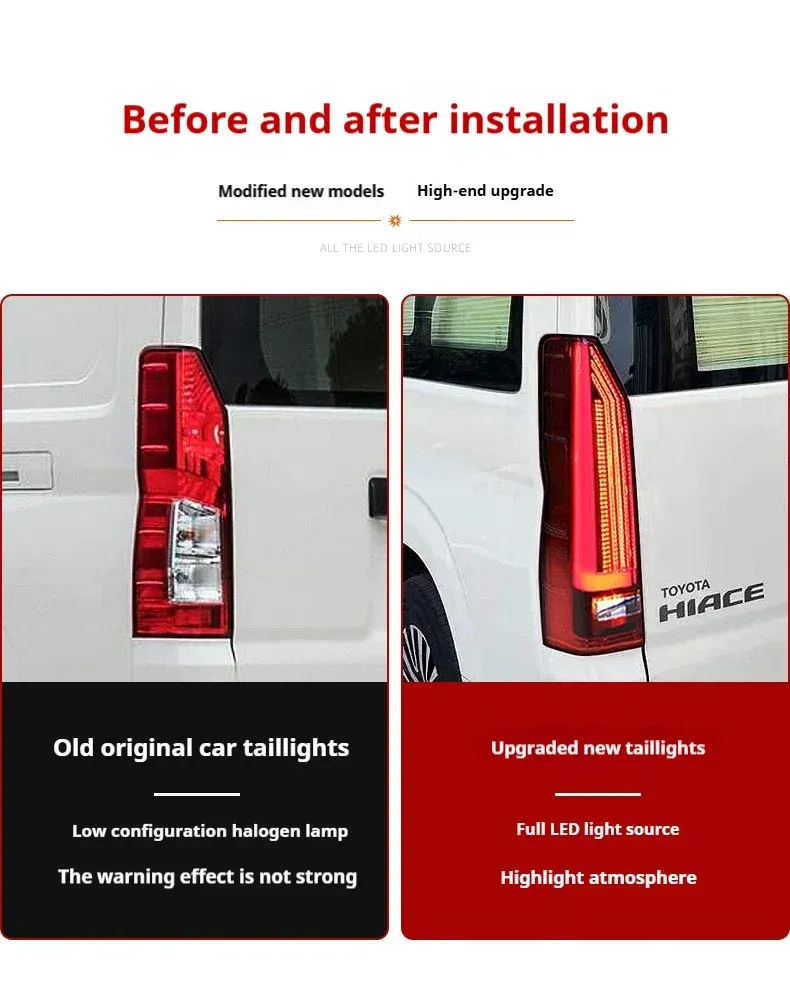 Задние LED-фонари динамический поворотник для Toyota Hiace (2019-2025), комплект, комплект, FT Carlight Carlight — фото 5