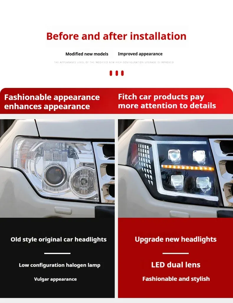 Фары Full LED проектор ДХО для Mitsubishi Pajero V93/V97 (2005-2021), комплект, комплект, FT Carlight Carlight — фото 7