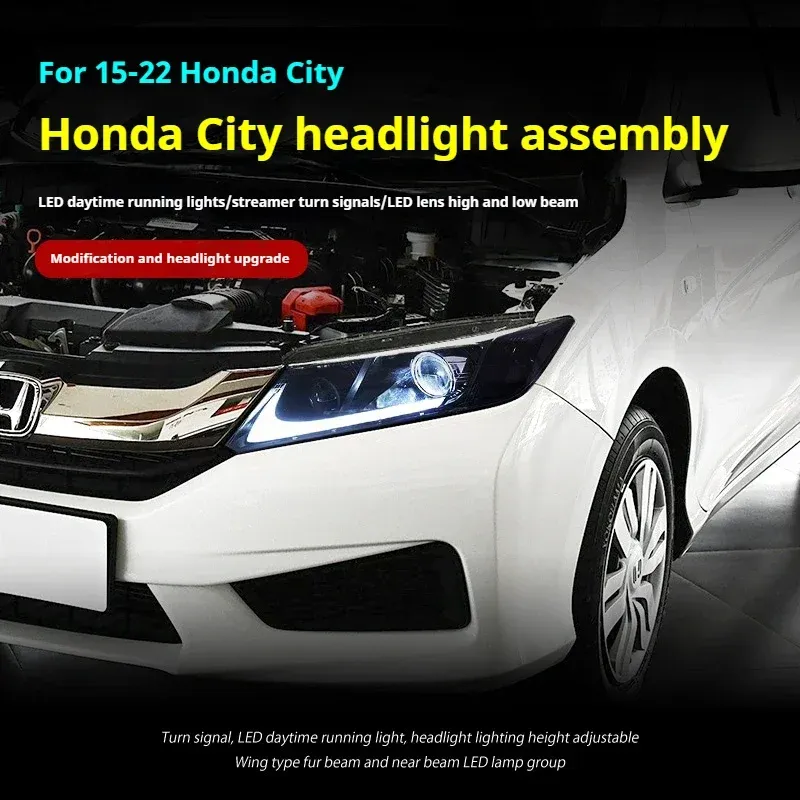 Фары передние LED с ходовыми огнями для Honda City (2015-2022), комплект, комплект, FT Carlight Carlight — фото 5
