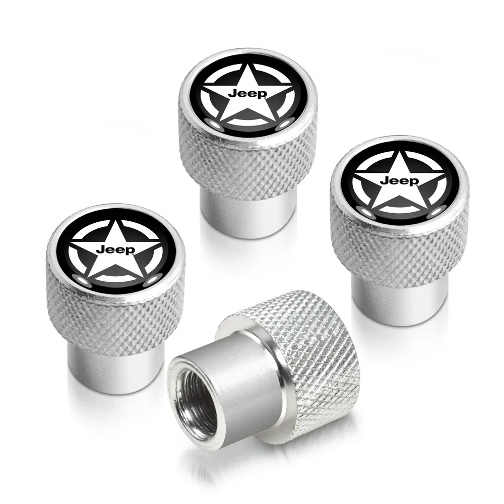 Колпачки ниппелей Jeep Willys Star логотип на черном фоне on Shining серебристая — фото 1