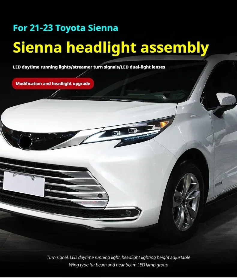 Фары передние LED с ходовыми огнями для Toyota Sienna (2021-2023), комплект, комплект, FT Carlight Carlight — фото 4