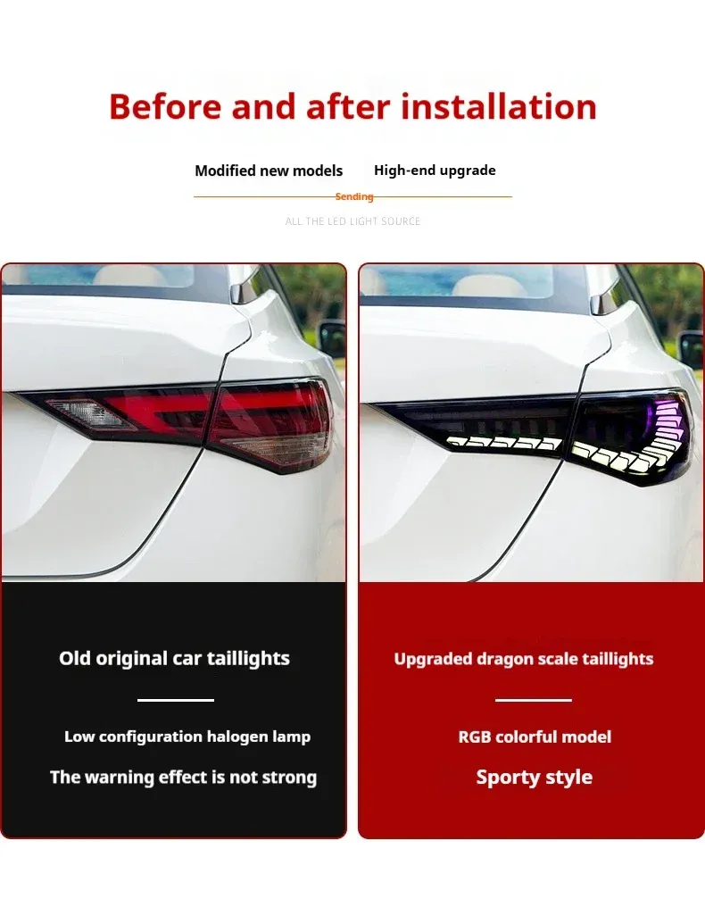 Задние LED-фонари RGB динамический поворотник для Nissan Sylphy 14-го поколения (2020-2024), комплект, комплект, FT Carlight Carlight — фото 7