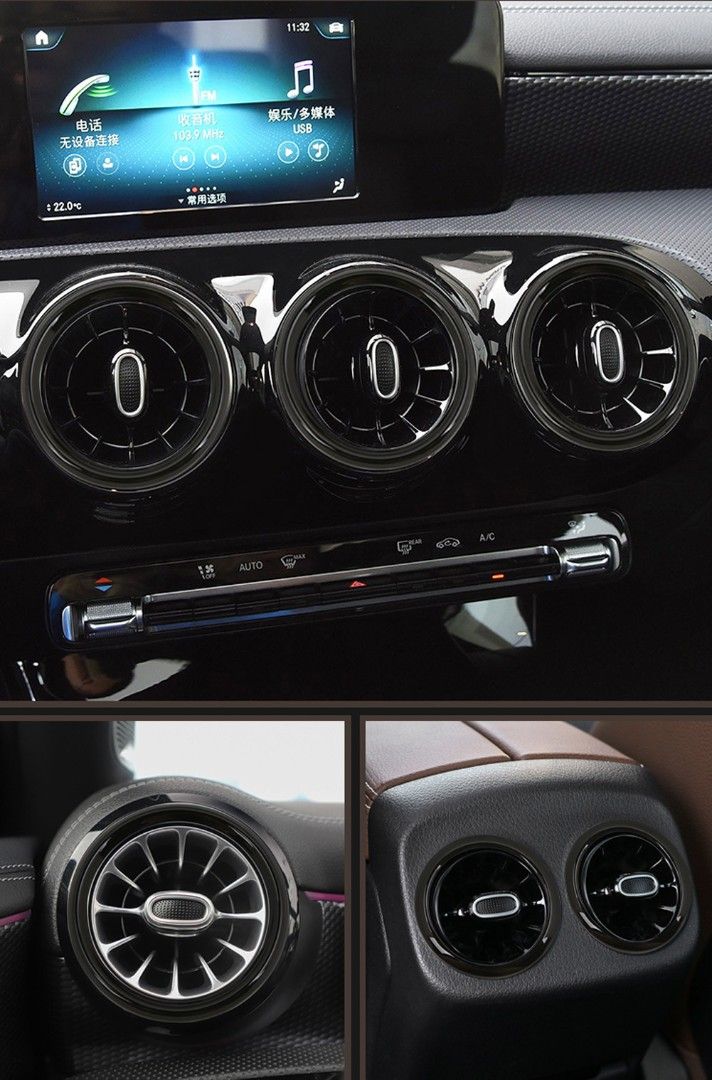 Накладки обрамления воздуховодов торпеды Mercedes A-class W177, черный — фото 3