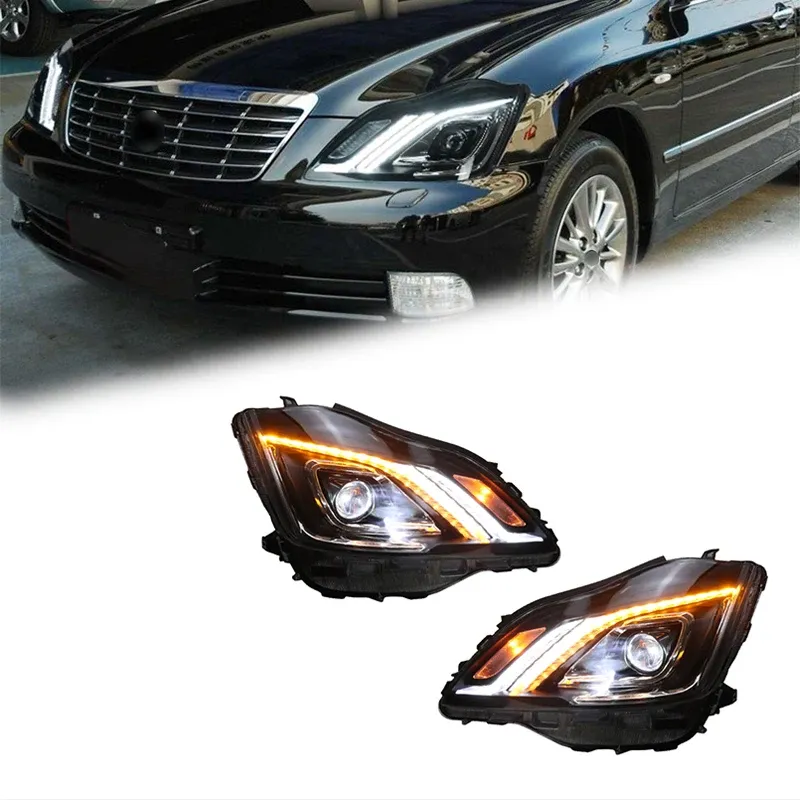 Фары передние LED с ходовыми огнями для Toyota Crown (2003-2009), комплект, FT Carlight — фото 1