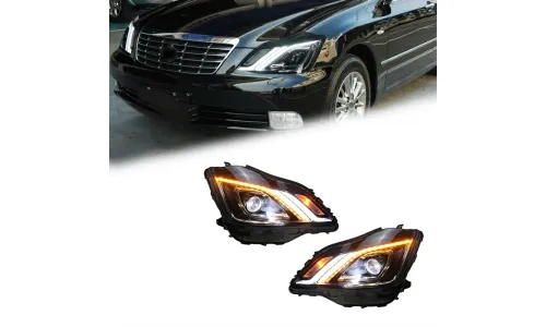 Фары передние LED с ходовыми огнями для Toyota Crown (2003-2009), комплект, FT Carlight — фото 1