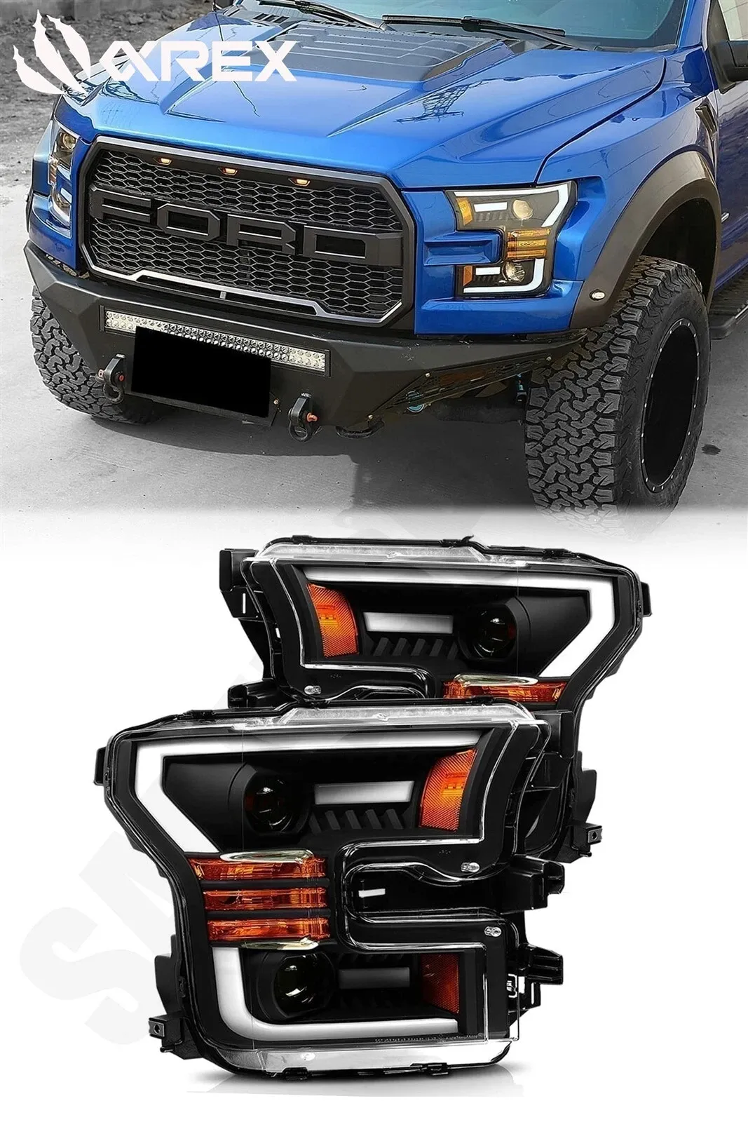 Фары проекторные Pro Series Black для Ford F-150 XL/XLT 2015–2017, AlphaRex — фото 1