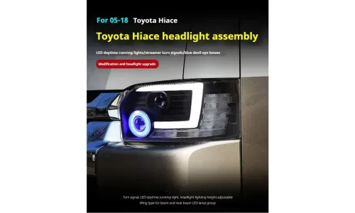 Фары Full LED проектор ДХО для Toyota Hiace (2005-2018), комплект, комплект, FT Carlight Carlight — фото 3