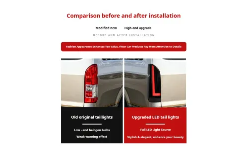 Задние LED-фонари динамический сигнал поворота для Toyota Hiace (2005-2018), комплект, комплект, FT Carlight Carlight — фото 7