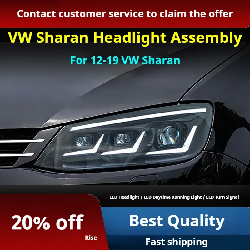 Фары передние LED с ходовыми огнями для VW Sharan (2012-2019), комплект, комплект, FT Carlight Carlight — фото 2
