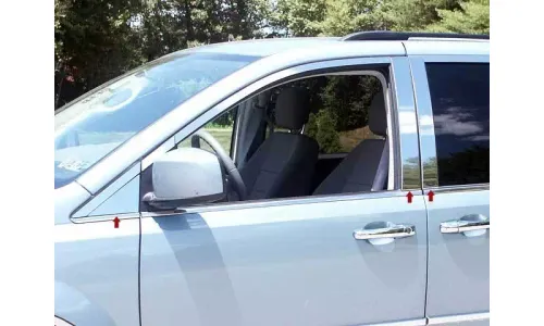 Накладки стоек дверей из нержавеющей стали 6 шт отделка окон QAA для Dodge Grand Caravan 08-17 — фото 1