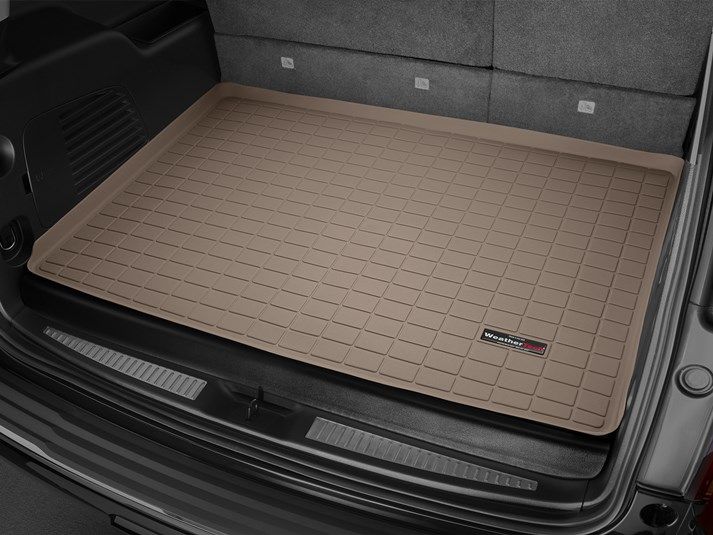 Коврик в багажник Cadillac Escalade ESV 2015-, длинная база, бежевый, резиновый, после 3-го ряда сидений, WeatherTech — фото 1