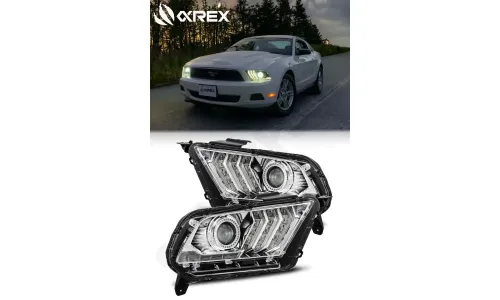 Фары проекторные светодиодные Chrome LUXX для Ford Mustang V6 & GT 2010–2012, AlphaRex — фото 1