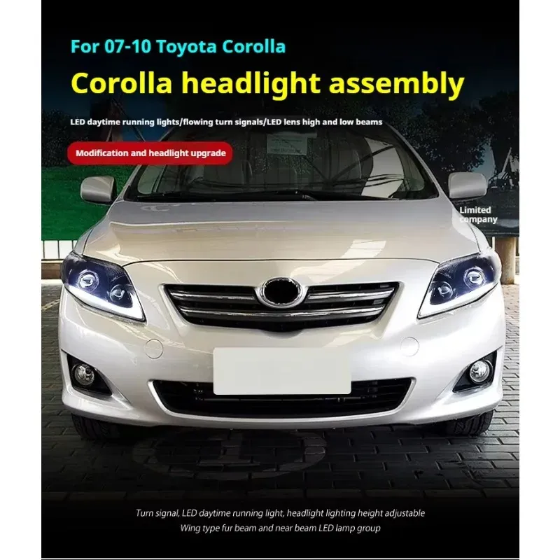 Фары передние LED с ходовыми огнями для Toyota Corolla (2007-2010), комплект, комплект, FT Carlight Carlight — фото 4