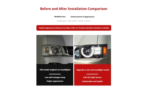 Фары передние LED с ходовыми огнями для Toyota Hiace (2005-2018), комплект, комплект, FT Carlight Carlight — фото 7